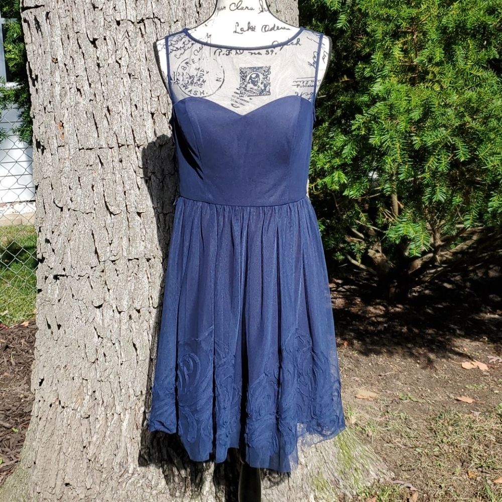 ELIZA J ▪︎ Strapless Cocktail Dress in Navy Blue
